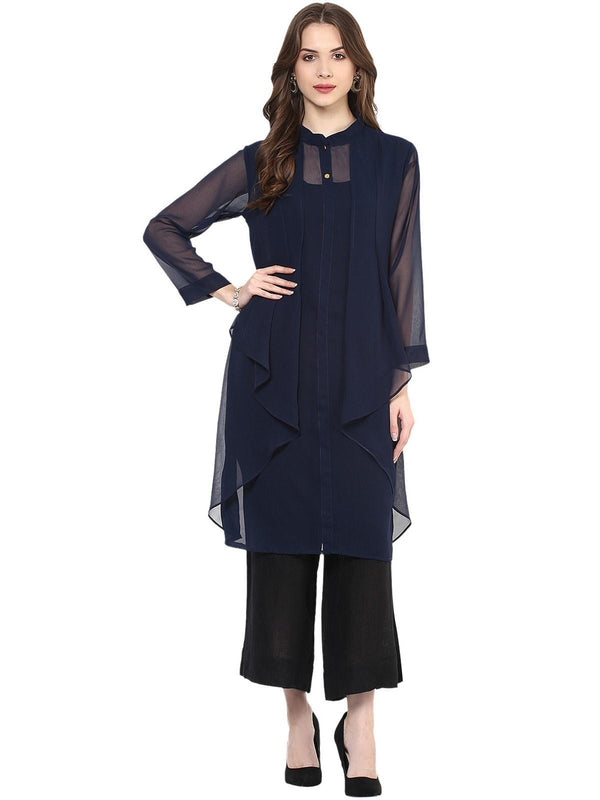 Women's Pleated Layered Kurta - Pannkh