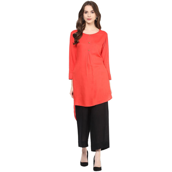 Women's Solid High-Low Kurta - Pannkh