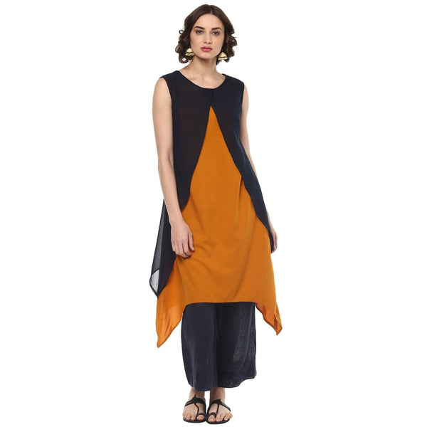 Women's V-Shape Layeres Kurta - Pannkh