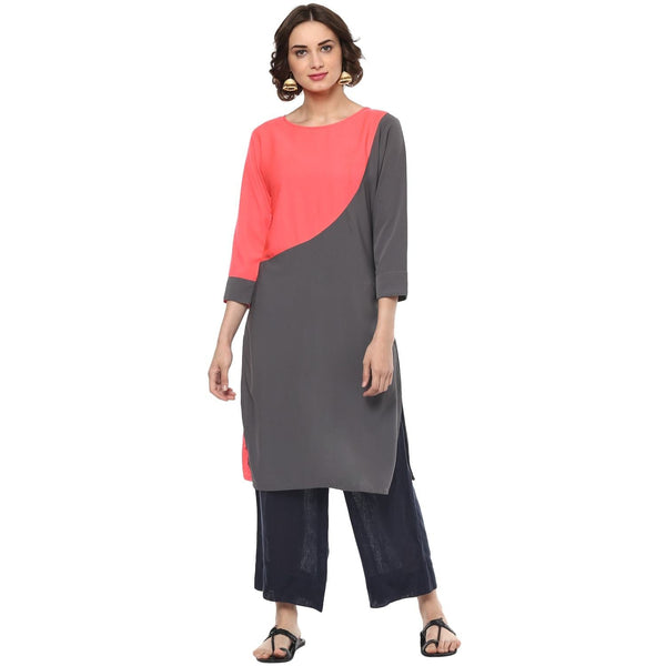 Women's Neon Color Block Kurta - Pannkh