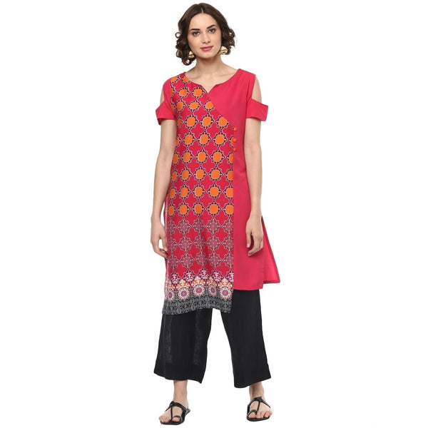 Women's Printed Panelled Color-Block Kurta - Pannkh