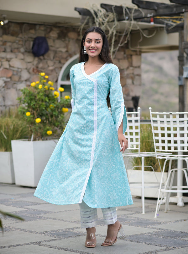 Women's Azure Khadi A Line Kurta - Hatheli