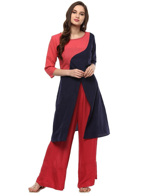 Women's Asymmetric Yoke Solid Kurta - Pannkh