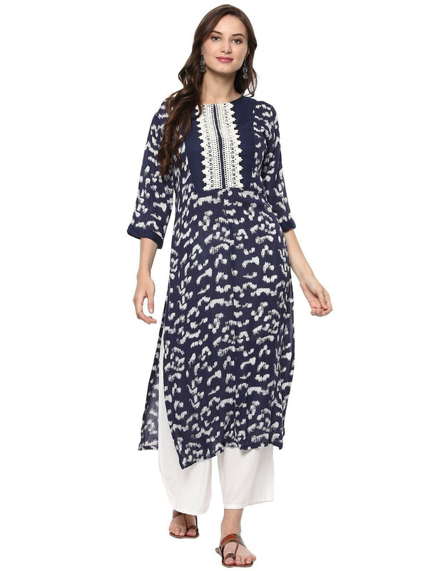 Women's Printed Lace Patch Kurta - Pannkh