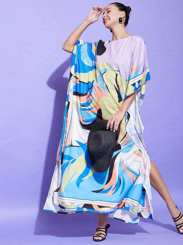 Women's Printed Satin Kaftan - StyleStone