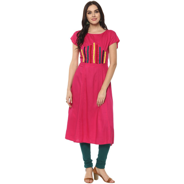 Women's Solid Surface Detailed Kurta - Pannkh