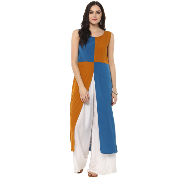 Women's Color-Block Maxi Kurta - Pannkh