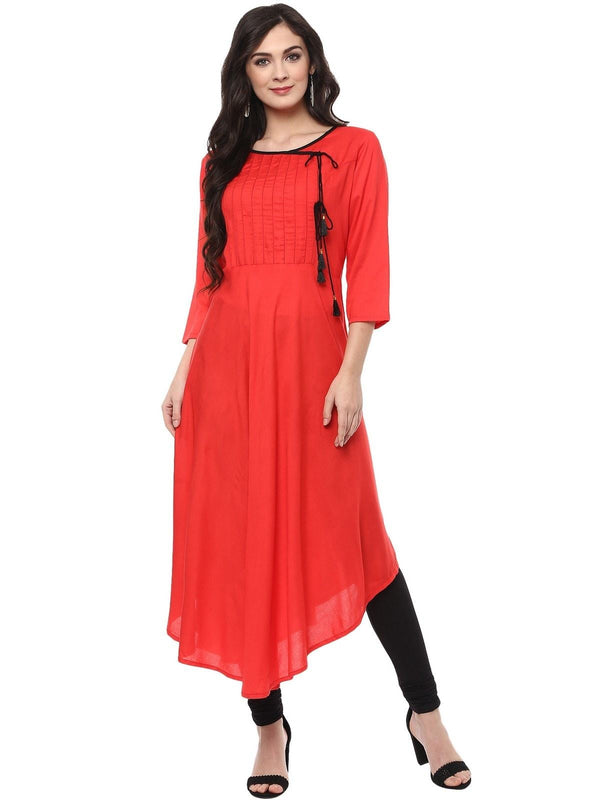 Women's Solid Kurta With Pintucks - Pannkh