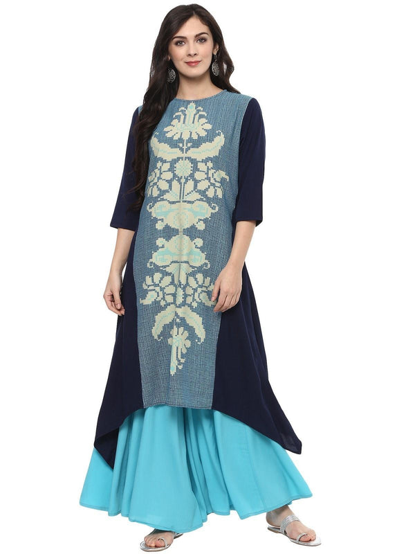 Women's Placement Print Asymmetric Kurta - Pannkh