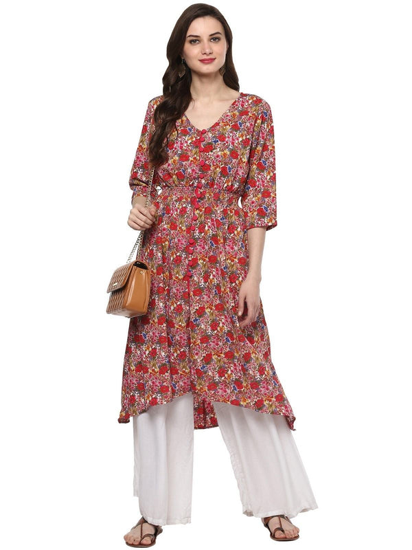 Women's Floral Elasticised Kurta - Pannkh