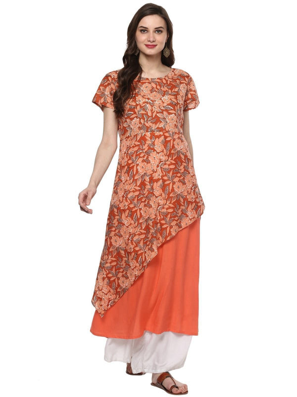 Women's Floral Asymmetric Kurta - Pannkh