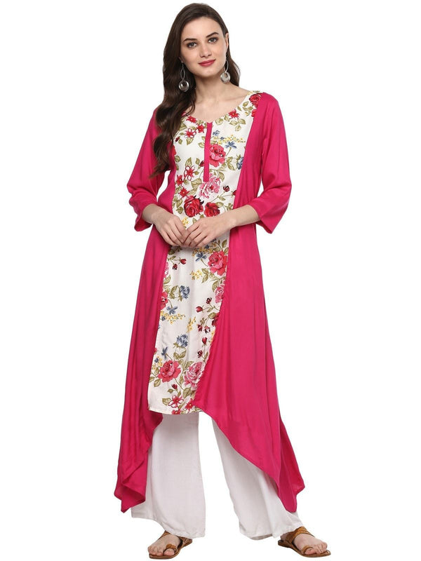 Women's Floral Dipped Hem Kurta - Pannkh