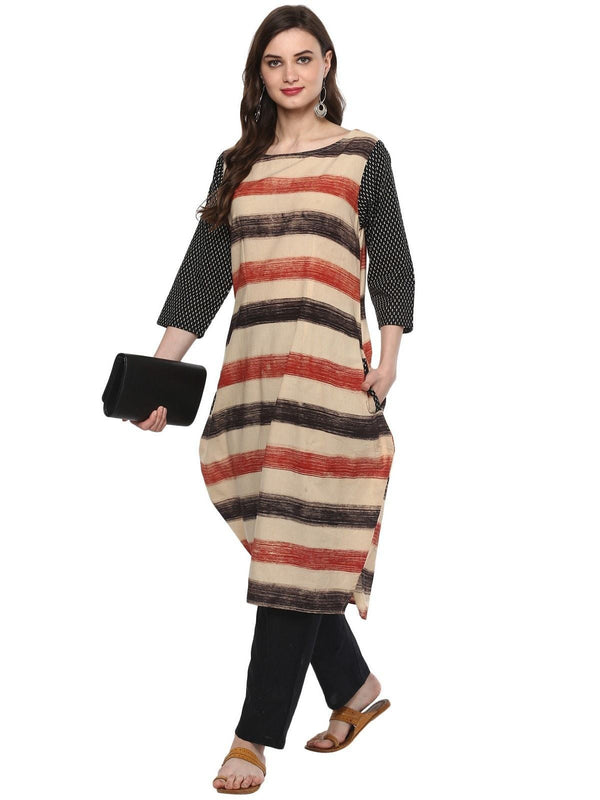 Women's Dabu Brushed Printed  Kurta - Pannkh