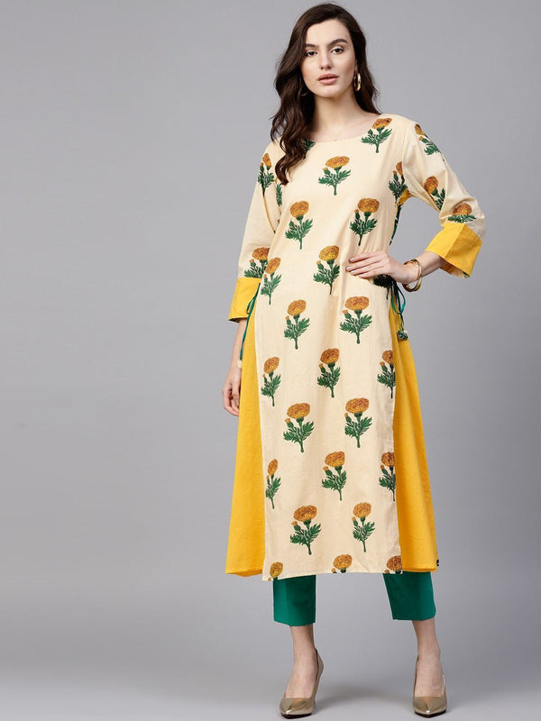 Women's Floral Side Dori Anarkali Kurta - Pannkh