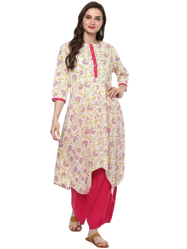 Women's Khadi Floral Printed Kurta - Pannkh