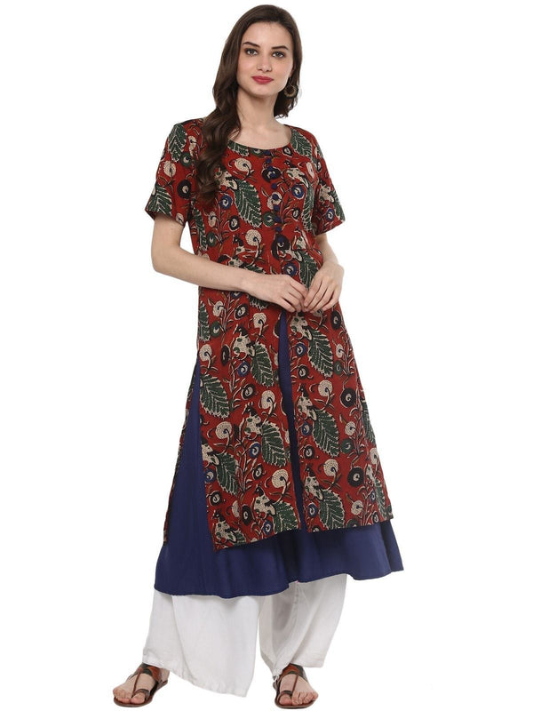 Women's Bagru Printed Double Layer Kurta - Pannkh