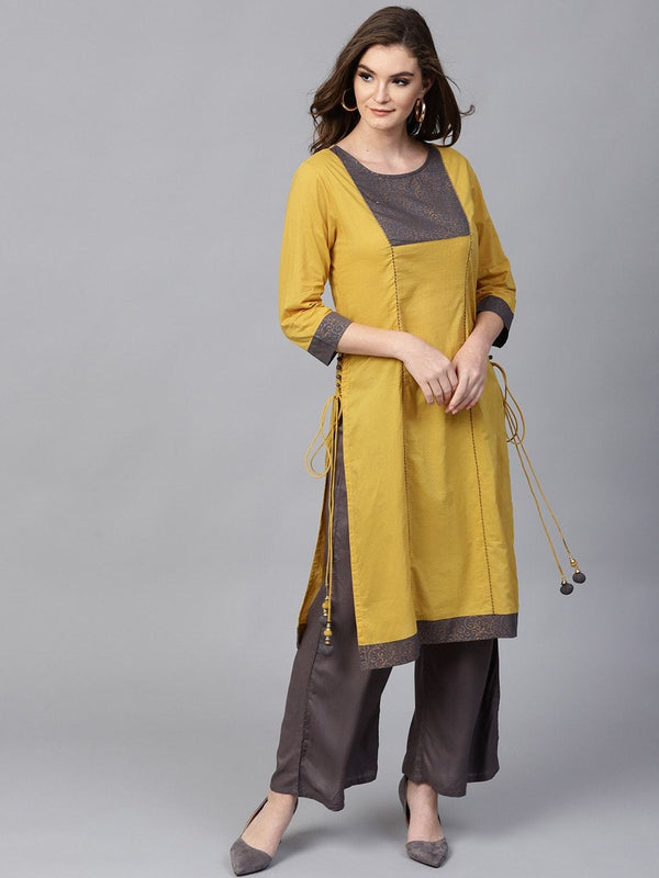 Women's Solid Side Dori Look Kurta - Pannkh