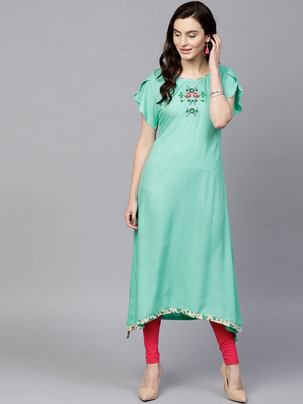 Women's Embroidered Petal Sleeves Kurta - Pannkh