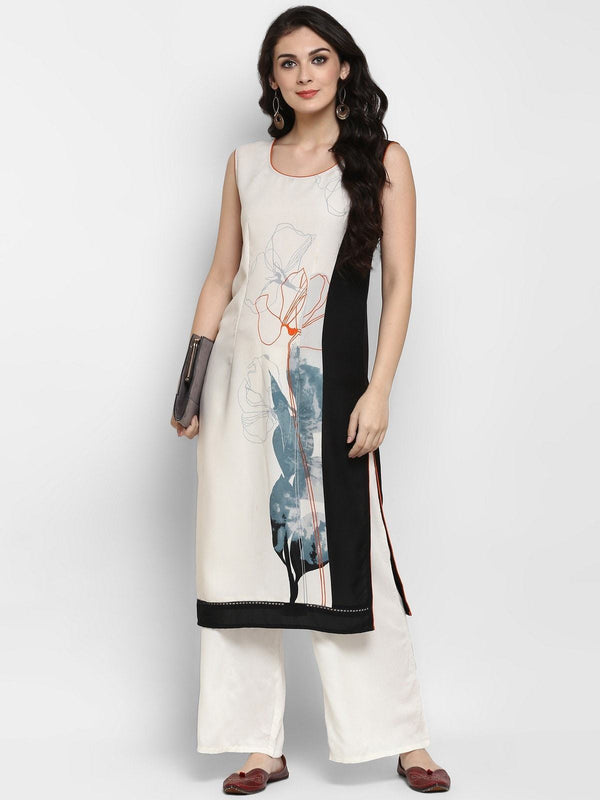 Women's Sleeveless Floral Placement Printed Kurta - Pannkh