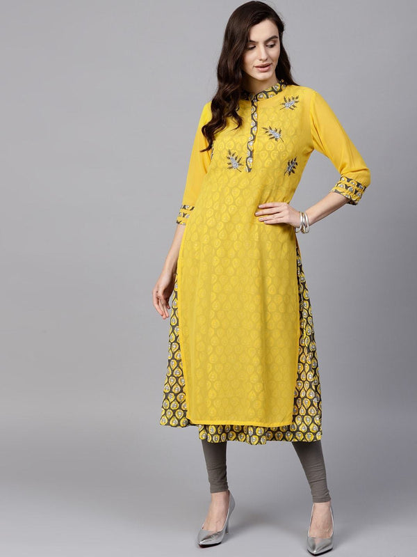 Women's Embroidered Sheer Layered Kurta - Pannkh