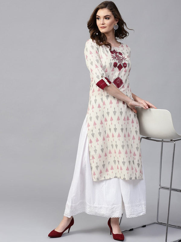 Women's Embriodered Ikat Print Kurta - Pannkh