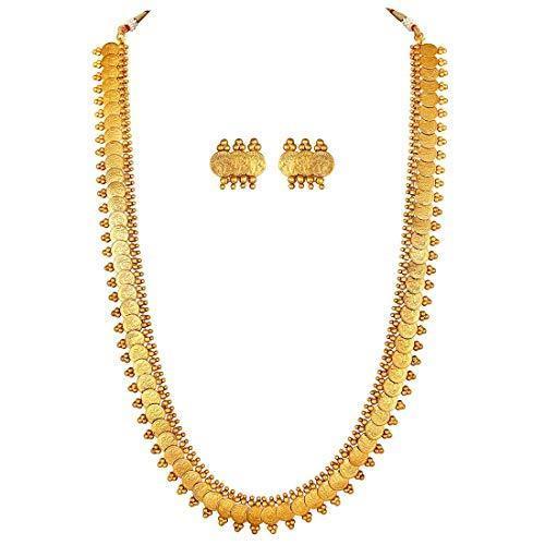 Women's 18K Gold Plated Coin Maharani Haar Necklace With Earrings For Women & Girls - I Jewels