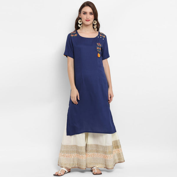 Women's Straight Fit Embroidered Kurta - Pannkh