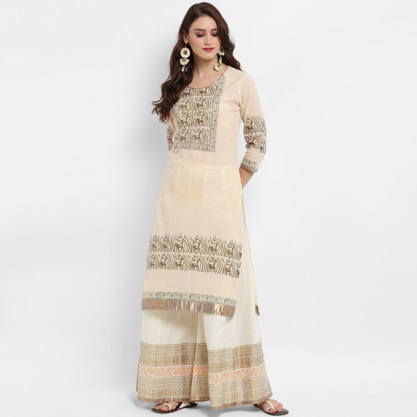 Women's Round Neck Block Printed Kurta - Pannkh