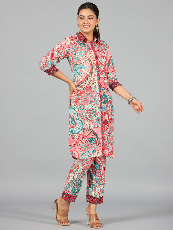 Women's Beige Kasturi Silk Printed Clothing Set - Juniper