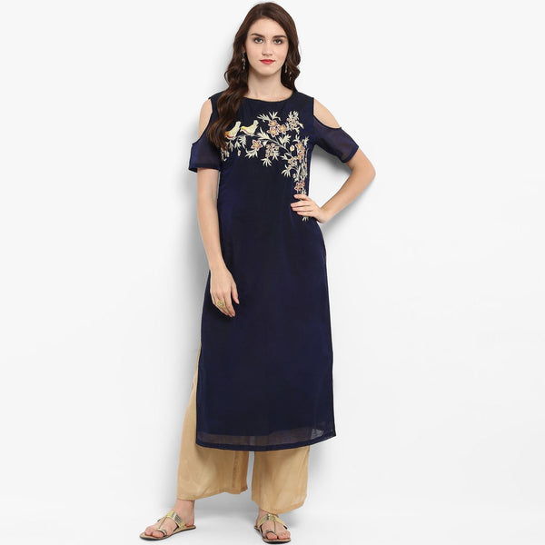 Women's Solid Embroidered Kurta - Pannkh