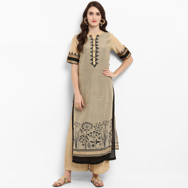 Women's Block Printed Layered Kurta - Pannkh