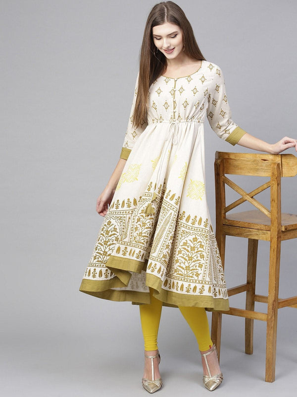 Women's Printed Asymmetric Flared Hem Kurta - Pannkh