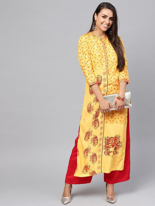 Women's Tribal Print Straight Allover Kurta - Pannkh