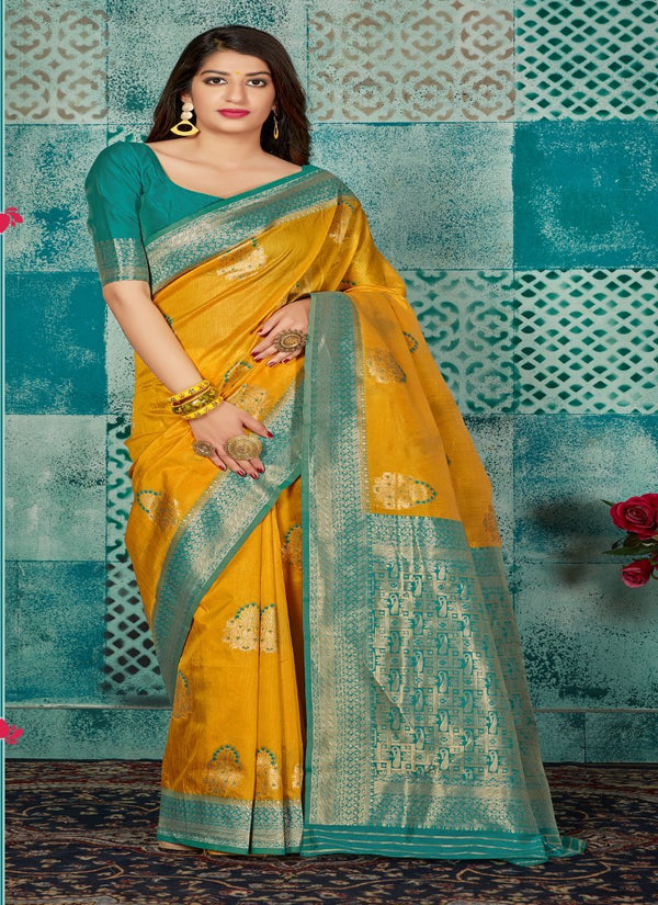 Women's Weaving Work Banarasi Silk Saree4 - Monjolika