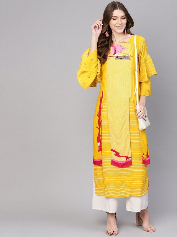 Women's Embroidered Flamingo Kurta - Pannkh