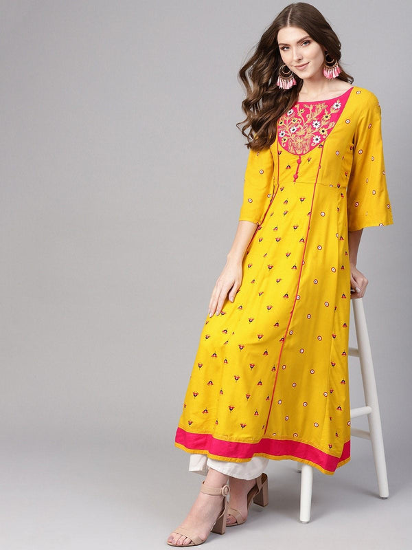 Women's Side Dori Flamingo Printed Kurta - Pannkh