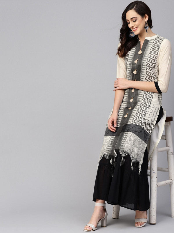 Women's Straight Fit Tassel Kurta - Pannkh