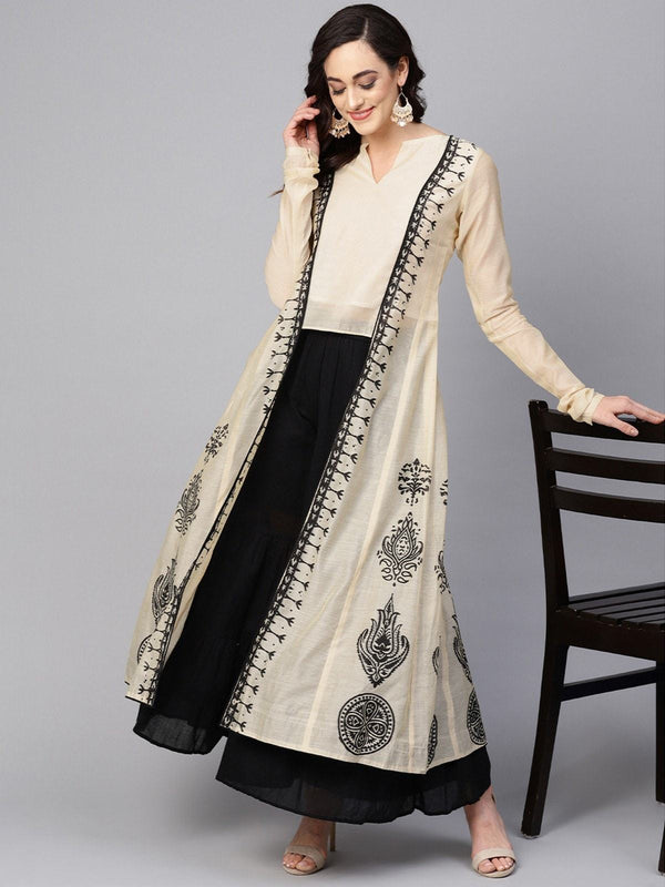 Women's Printed Fake Jacket Kurta - Pannkh