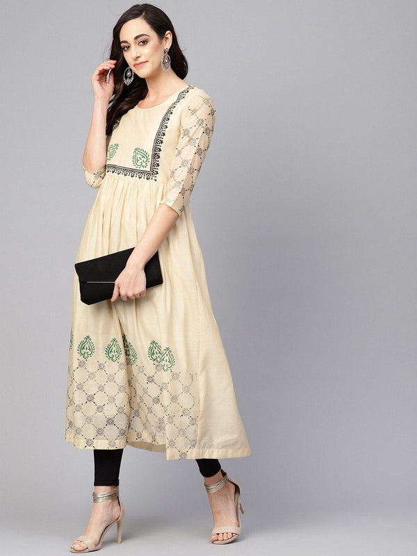 Women's Block Printed Flared Kurta - Pannkh