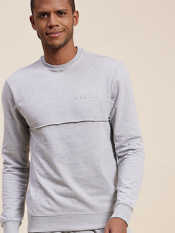 Men's Grey MASCLN Puff Print Sweatshirt - LYUSH-MASCLN