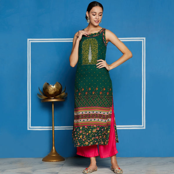 Women's Mughal Printed Sleeveless Kurta - Pannkh