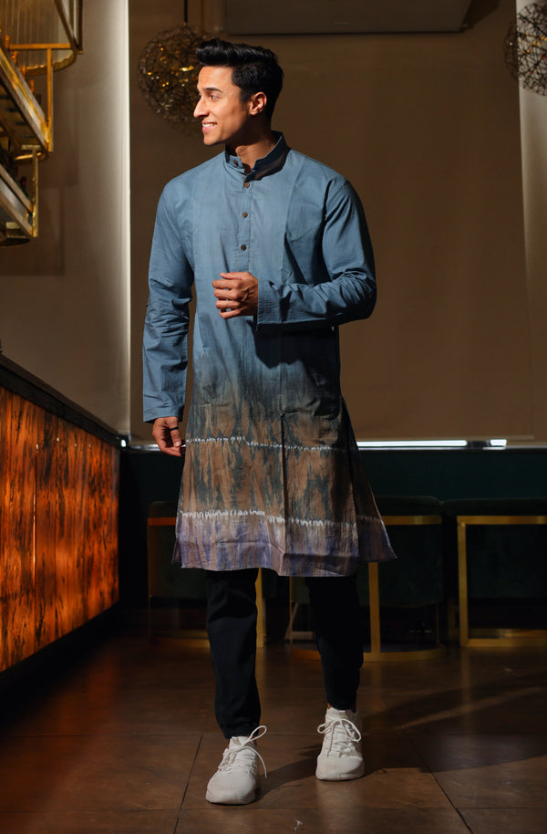 Men's Shibhori Cotton Long Kurta - Hatheli