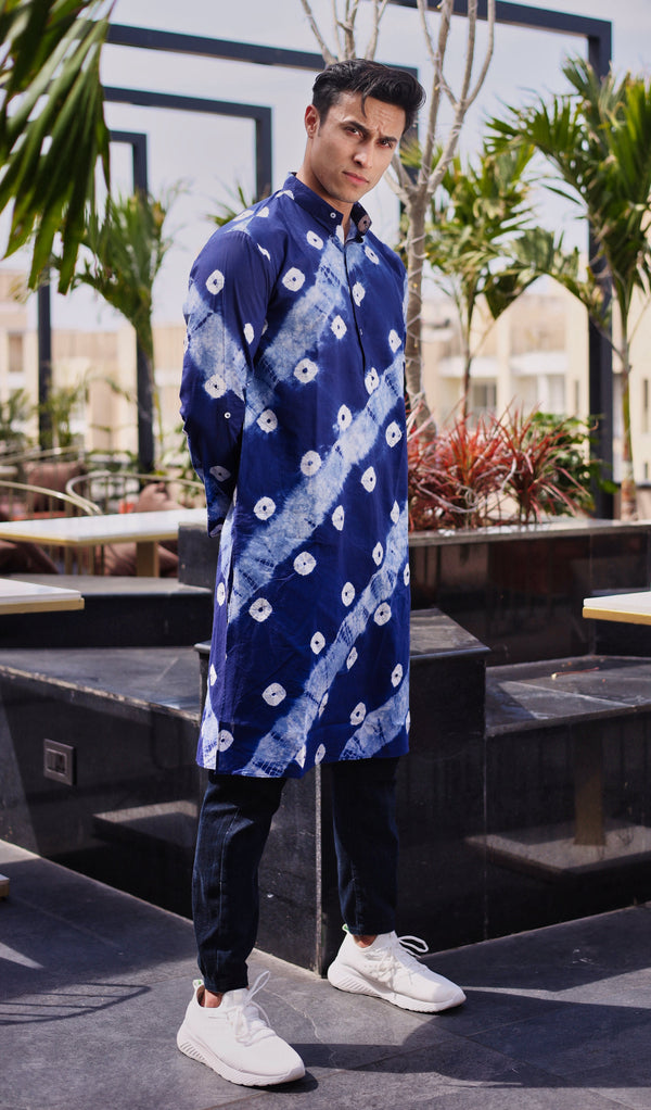 Men's Hand Dyed Bandhani Cotton Kurta - Hatheli