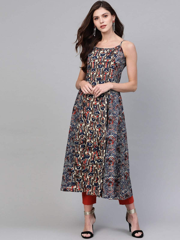 Women's Printed Strappy Kurta - Pannkh