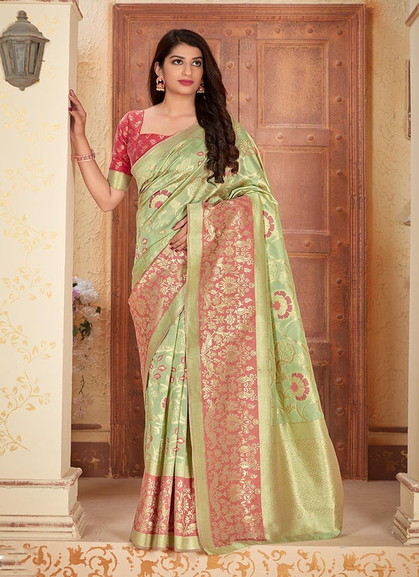 Women's Banarasi Silk Woven Tradtional Saree 6 - Monjolika