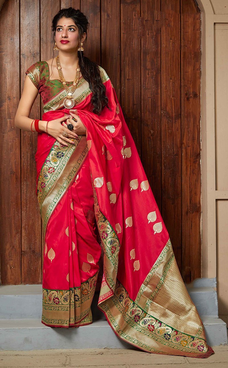 Women's Banarasi silk Woven Designer Saree1 - Monjolika