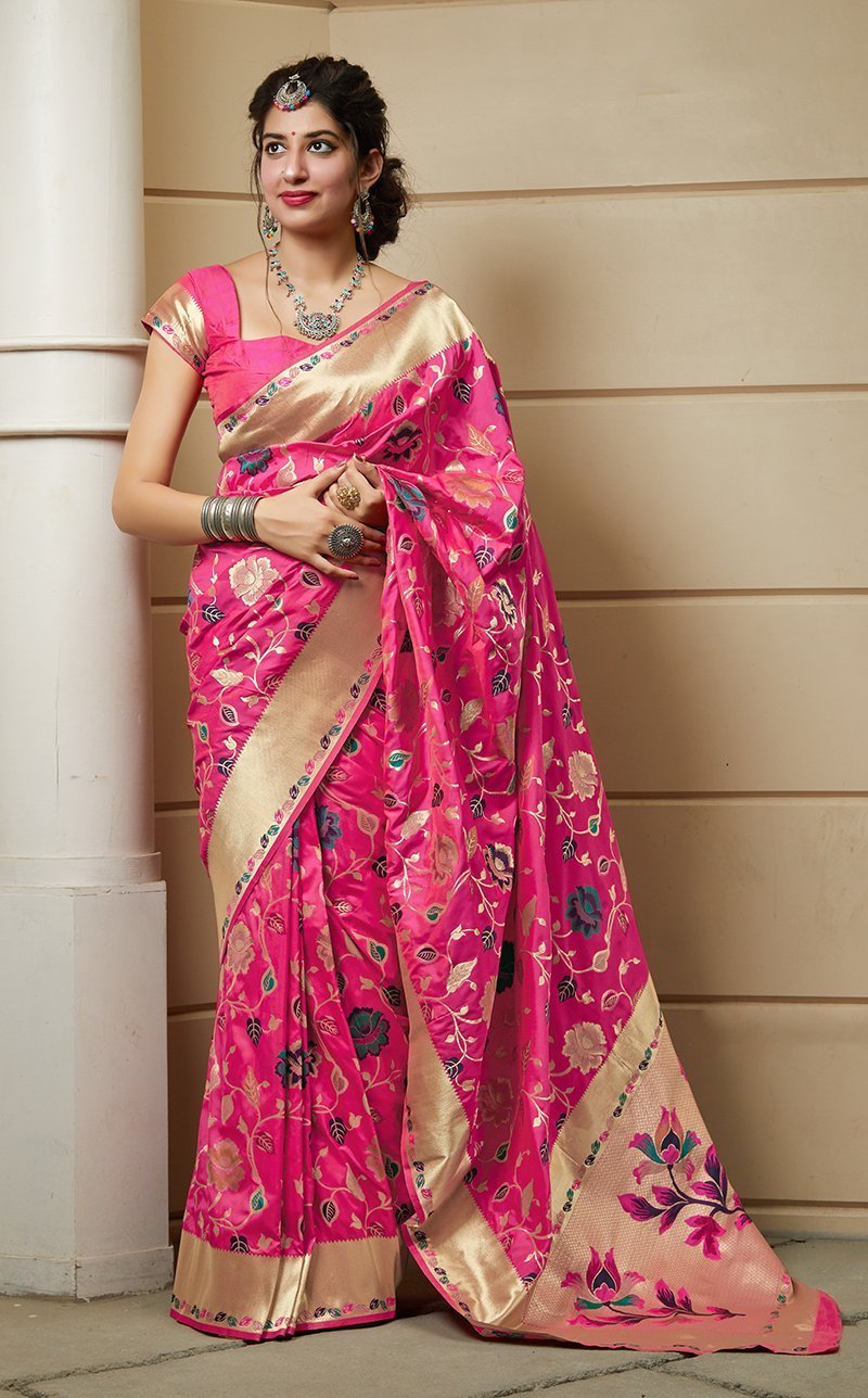 Women's Banarasi Silk Fancy Festive Wear Saree - Monjolika