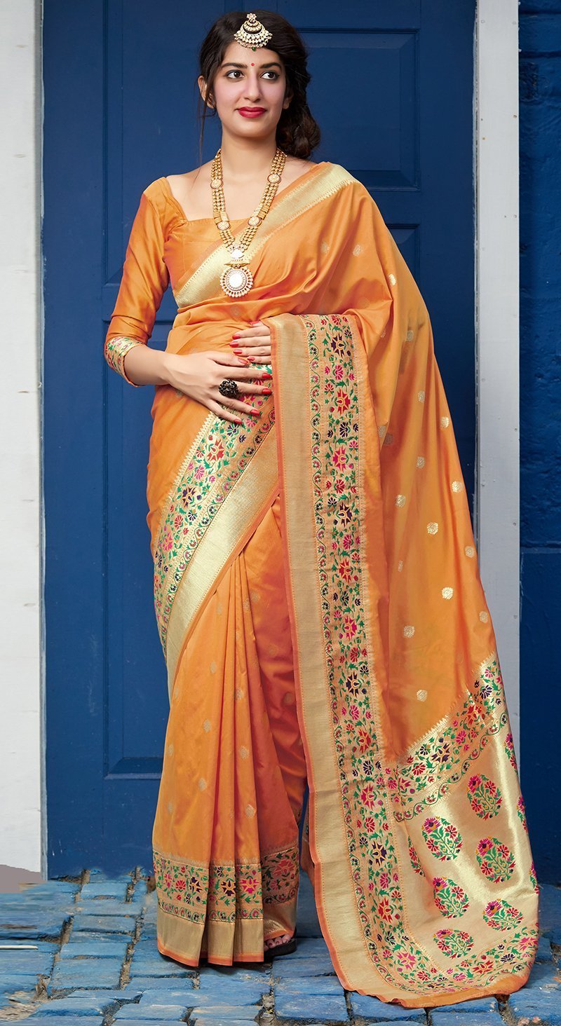 Women's Fabulous Banarasi Silk Saree With Unstitched Blouse - Monjolika