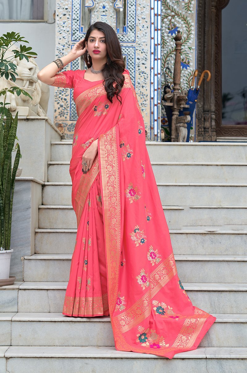 Women's Woven Banarasi Silk Traditional Saree - Monjolika