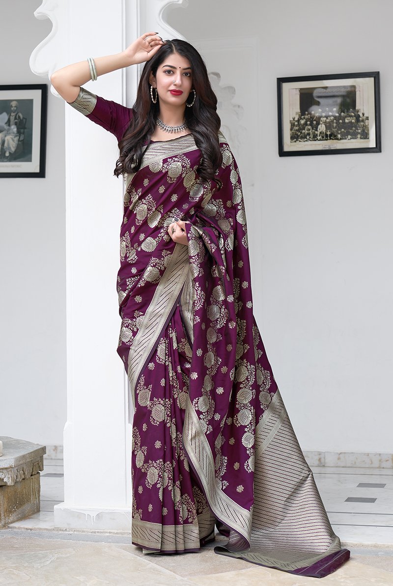 Women's Woven Traditional Designer Silk Saree - Monjolika